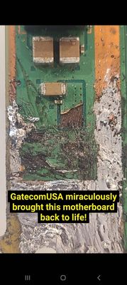 Extreme closeup: This was the damaged board I brought in. GatecomUSA miraculously brought this board back to life.