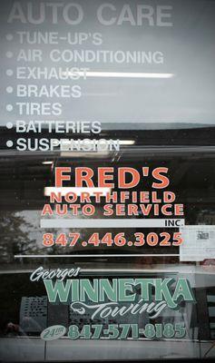 Fred's Northfield Auto Service Inc. 
 469 sunset ridge rd. Northfield IL 60093
 847-446-3025