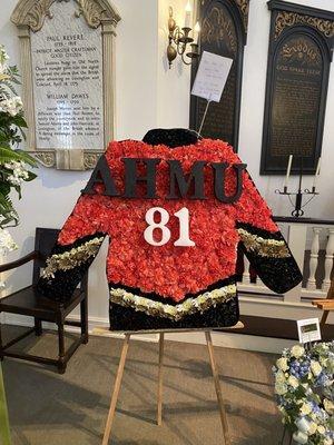 Custom Anaheim Ducks jersey funeral arrangement