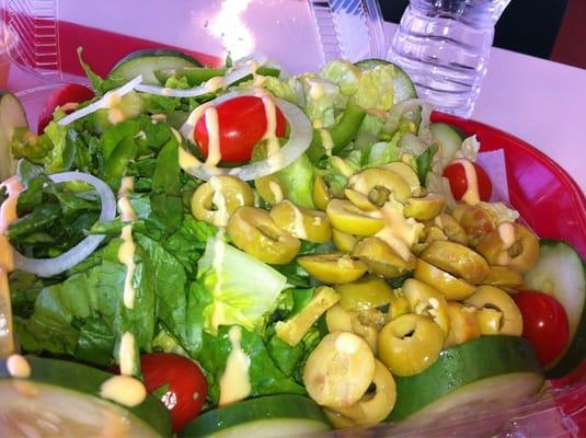 Garden salad at a fried chicken place; it is all about self control!;-) I have all of that.;-P