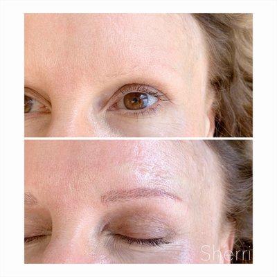 Extremely natural eyebrow tattoo by Sherri