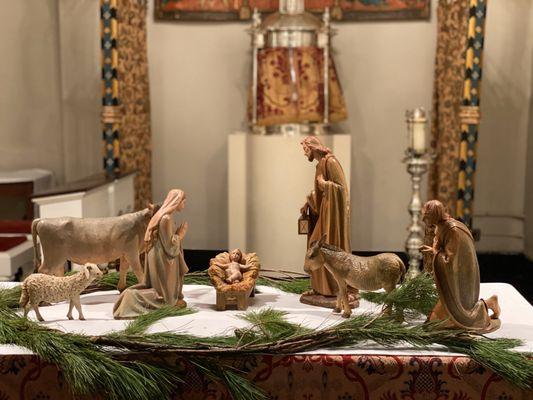 Nativity scene at Corpus Christi Church in Manhattan.