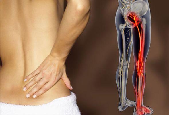 Low back injury can result in hip and sciatic leg pain.