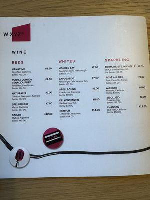 Drink menu