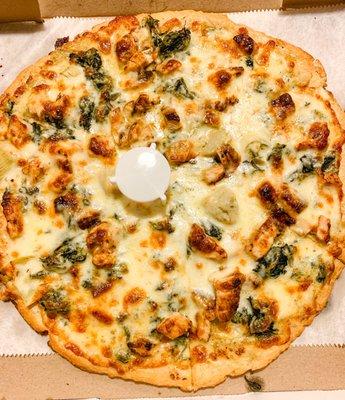 Small Gluten Free Artichoke and Spinach Pizza (Add Grilled Chicken)