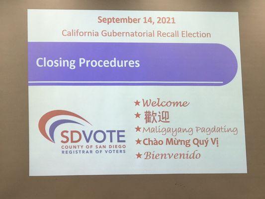 9.1.21 CA Gubernatorial Recall Election Poll Worker Training Class Day 2