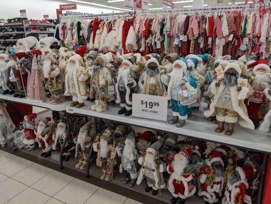 A wide selection of Santa Claus decor