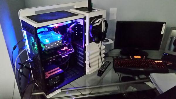 Custom gaming rig rocking in the owner's living room