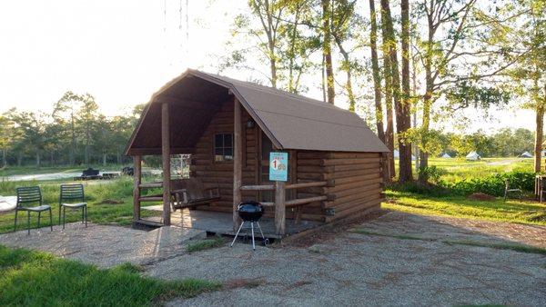 Check out our one room cabins equipped with full size bed, pull out couch/futon, tv, microwave & small fridge