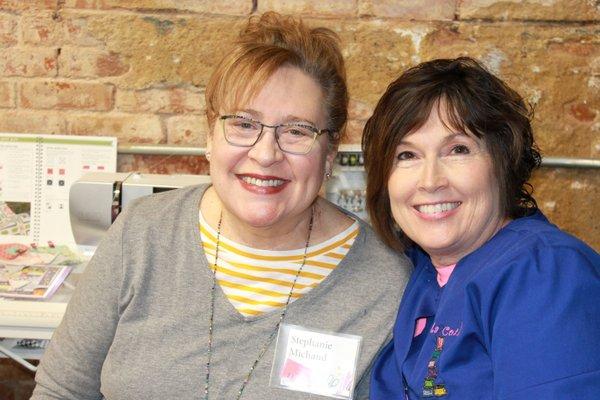 Two dear friends attending one of our Quilt Retreats! Hours of sewing, great food and lots of laughs.