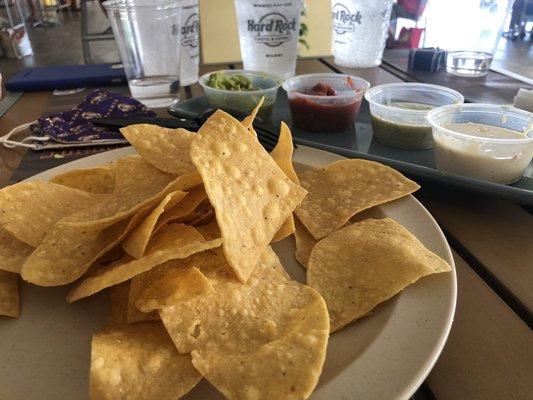 Stale chips on a lame plastic plate.