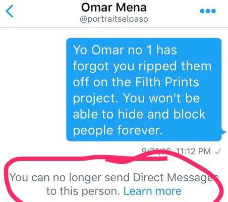 Omar Mena won't return emails and will block you if you approach him through social media.