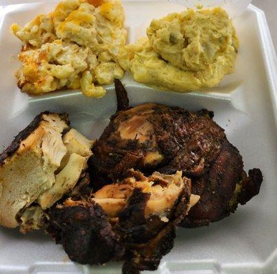 Jerk Chicken, Mac & Cheese and Potato Salad  @DiRealJerk  in Rockford,  IL