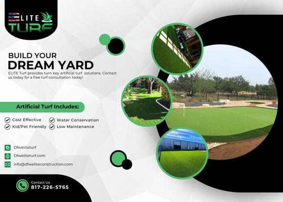 Let Elite Turf build your dream! We'll beat our competitors prices!