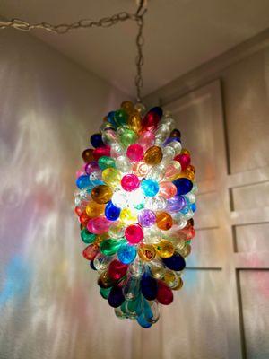 Multi-colored light fixture.