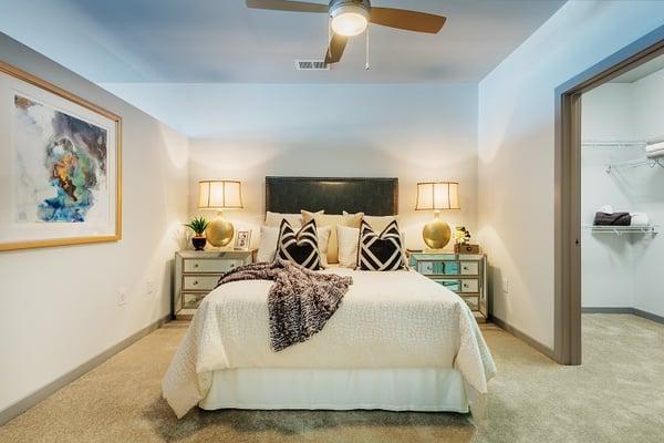 Spacious bedrooms with ceiling fans.