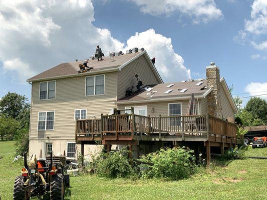 Roofing in Littlestown PA 17340 roof replacement approved and paid for by insurance thanks to our public adjusters.