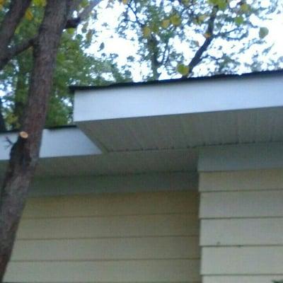 Here is a peak with new vinyl soffit and fascia before gutters and drip edge goes back on