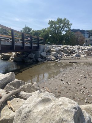 Bridge across spillway