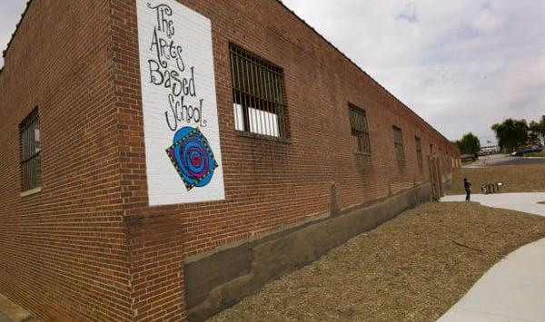 Arts Based School - Exterior wall of the middle school yard.