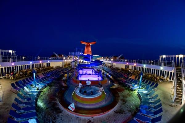 Carnival Elation pool at night