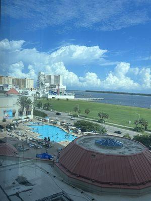 View from our room. They call Thai the "gulf view" which is top of buildings and pool.