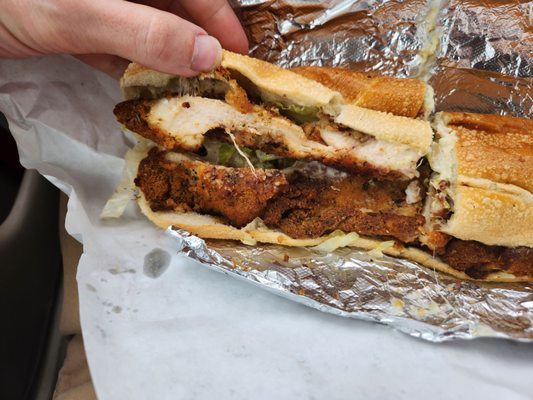 The Bombaruski chicken cutlet sandwich with jalapeño mayo, pepper jack and spicy chips!