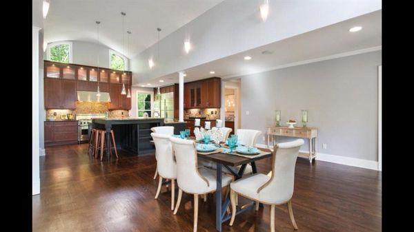 We turned the empty, extra kitchen space in this Atanta home into dining space for six!