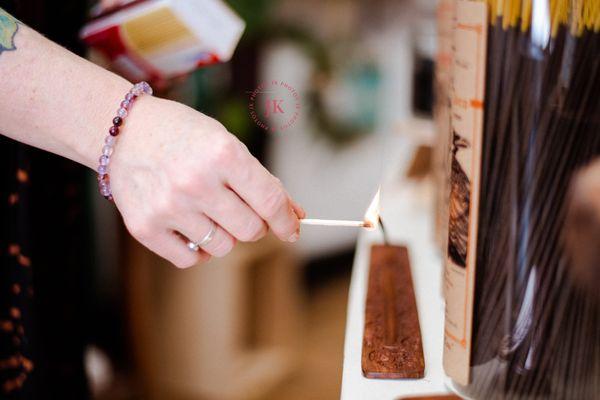 Boutique Branding Photography: lighting incense