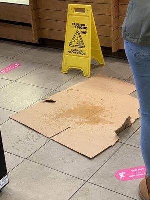 Is all they can do is put soggy cardboard on the floor instead of a bucket