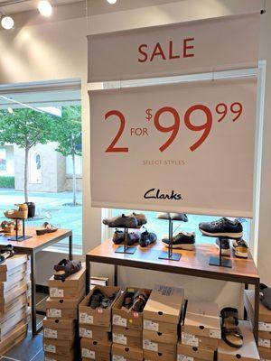 Whole store is on sale for 2 pairs for $99.99. Separate sales for flip flops and clearance section.