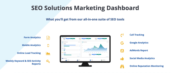 SEO Solutions Marketing & Reporting Dashboard Provides Access to Over 20 API's including Moz, aHrefs, Google Analytics, Facebook, GMB & more