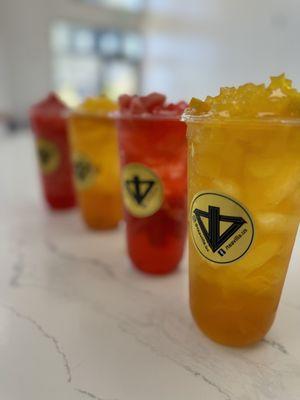 Tropical fusion drinks  Watermelon bliss Watermelon slush Pineapple bliss  Pineapple passion