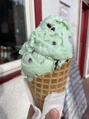 Mint Chip in Waffle Cone