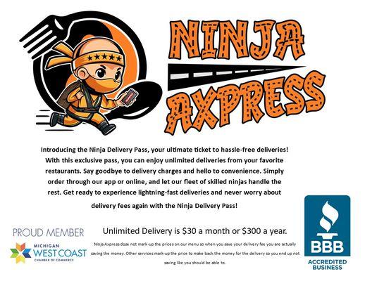 Our Ninja Pass Get You Free Delivery