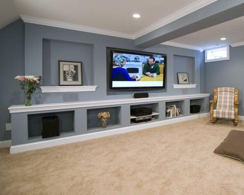 Basement remodel with clean and simple lines.