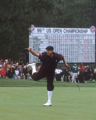 The iconic Payne Stewart sinking his winning putt for the 1999 US Open win