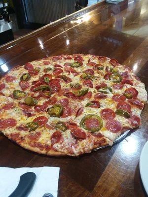 14" Pepperoni And Jalapeno - $16.