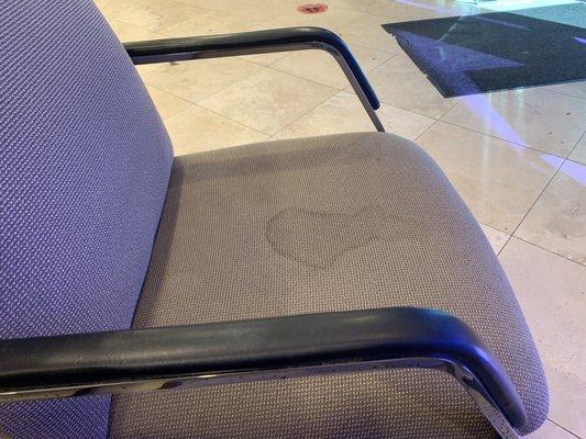 Urine stained lobby chairs.