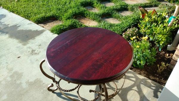 Gorgeous wine barrel coffee table for sale one of a kind.  Contact Smoker Joe (209)402-1116.