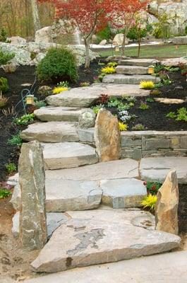 fieldstone walk and steps