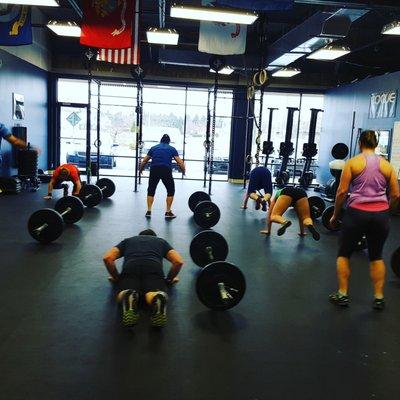 Saturday class getting after a 10 minute conditioning piece.