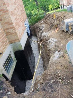 Foundation dig up and new waterproofing applied