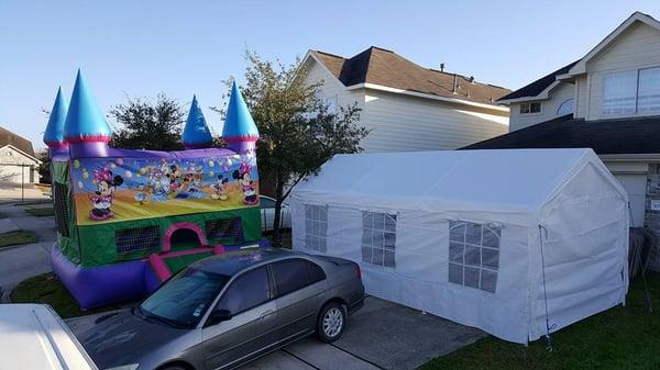 Mickey & Minnie Mouse Moonwalk & Tent $280 with 2 tables and 20 chairs Call us @ 713.940.7018 to reserve it for your next party