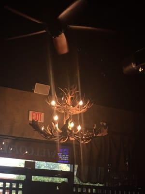 Chandelier made of antlers.