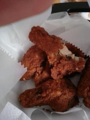 Hot wings..very deep fried