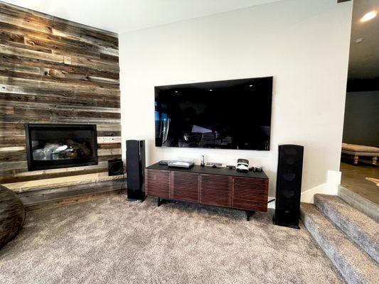 Home theater with Revel F228BE loudspeakers.