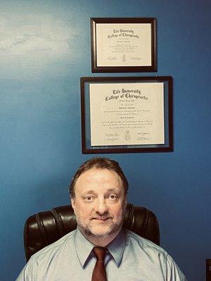 Dr. Anderson in his office at AUC