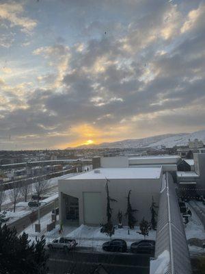 The sunrise view from our hotel room on the 7th floor.