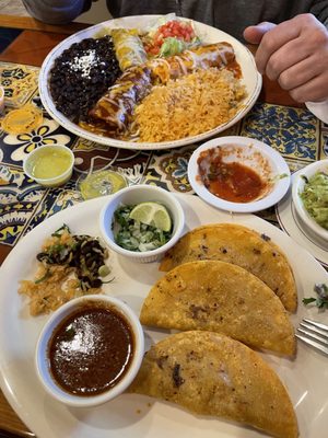 (3) birria Tacos and some combo plate